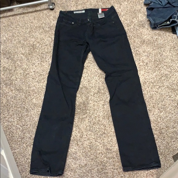 X2 Denim - X2/size 4 low rise straight leg black jean.